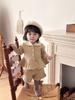 Cutemily otoño e invierno ins bebé niña contraste solapa traje de suéter lindo A- chaqueta péndulo + shorts conjunto de 2 piezas