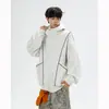 Cardigã de corte solto, top estilo workwear, conjunto vermelho oversized estilo americano, moletom com capuz para homens, tamanho R, coleção de outono