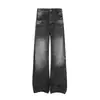 Pantalones de mezclilla con lavado degradado retro americano para hombre, pantalones básicos holgados de pierna ancha tipo papá, pantalones rectos desgastados de moda
