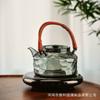 Tetera de Vidrio Modelo Nuevo 2025 para Uso Doméstico, Tetera con Asa de Ratán Estilo Japonés, Hervidor Hecho a Mano Resistente a Altas Temperaturas para Preparar Té