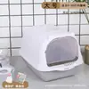 Arenero grande completamente cerrado con puerta Inodoro para gatos a prueba de olores Arenero de tapa abatible de tres capas Suministros para mascotas gatos