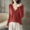 Cardigan de Punto Nuevo para Mujer Otoño Invierno Cuello en V Abrigo Delgado de Punto Suéter Manga Larga Suave y Esponjoso