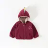 Roupas de bebê para outono e inverno, jaqueta com capuz quentinha forrada de fleece para meninos e meninas, blusa de desenho animado para bebês e crianças pequenas, disponível para atacado