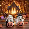 Novo sucesso de Halloween transfronteiriço: Enfeite de resina de abóbora fantasma com design criativo, Decoração de mesa para Halloween