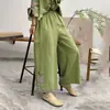 Novas Calças de Algodão Largas Estilo Retro Chinês Femininas Verão 2026 Soltas Plus Size Bordado Emagrecedoras Casuais Calças Largas de Nove Pontos