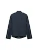 Comercio exterior transfronterizo de Amazon 2026 superventas chaqueta blazer corto de doble botonadura a rayas azul marino de manga larga para mujer