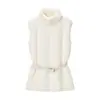 Comercio Exterior Transfronterizo 2026 Primavera Nuevo Estilo Europeo y Americano Elegante Chaleco sin Mangas con Cinturón y Cuello Alto Efecto Piel Sintética para Mujer