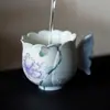 Caneca Master de Cerâmica Inno Kuisong, Porcelana de Arita, Alto Valor Estético, Caneca com Alça de Borboleta e Flor de Papoula, Caneca de Chá Especial para Mulheres