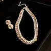 Aretes Cuadrados de Esmeralda Incrustados de Diamantes, Accesorios para Collares, Aretes de Estilo Palacio para Mujer, Juego de Joyería de Lujo Ligero y de Alta Gama al por Mayor