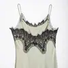 Ropa de Mujer de Comercio Exterior Estilo Europeo y Americano 2026 Nuevo Vestido Largo Francés Elegante Sexy con Abertura Textura de Satén de Seda Tirantes Finos