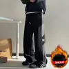 Calças Casuais Listradas Americanas Masculinas Outono Inverno Novo Tamanho Grande Retro Perna Reta Calças de Marca Tendência High Street Comprimento Total