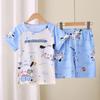 Pijamas de verano para niñas transfronterizos, finos, de manga corta, para niños medianos y grandes, para niños, niñas pequeñas, bebés, dibujos animados, bonitos, de verano.