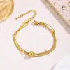 Cadena de cuentas dorada de alta gama transfronteriza, personalidad de moda, punk retro, acero de titanio, joyería de metal, collar apilable para mujer