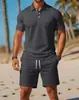 Conjunto de Dos Piezas Casual Versátil de Verano para Hombre Estilo Nuevo Europeo y Americano 2025 Moda Camisa Polo y Shorts Tendencia Transfronteriza