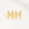 Pendientes de letras de burbuja lisas con baño de cobre y oro real transfronterizos, moda, temperamento, Joker, nuevos pendientes exquisitos, venta al por mayor