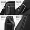 Bolsa transversal masculina pequena de couro genuíno, feita de couro bovino de flor integral, grande capacidade, adequada para uso profissional e diário, disponível para envio transfronteiriço direto