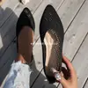 Zapatos planos de color liso poco profundos transfronterizos europeos y americanos para mujer, zapatos de trabajo, zapatos planos de punta hueca tejidos transpirables, venta al por mayor en tallas grandes