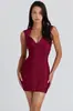 Vestido Corto Ajustado de Color Sólido, sin Mangas, con Escote Profundo en V y Diseño de Vendaje, Nuevo Estilo Europeo y Americano, Estilo Socialité, Vestido Sexy Ajustado para Mujer