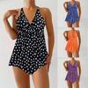 2025 Nuevo Transfronterizo Amazon Estampado de Lunares Europeo y Americano Talla Grande Falda Bikini Separado Traje de Baño Tankini