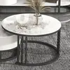 Juego de mesa de centro y mueble de TV de lujo ligero con panel de roca brillante, adecuado para espacios pequeños, extensible, diseño simple con cajones, para uso doméstico en la sala de estar