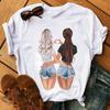 Camiseta Melhor Amiga feminina nova camiseta preta moda feminina camiseta com estampa fofa Harajuku blusa gola redonda