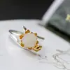 Conjunto Atacado de Joias de Prata Nafoge com Jade Hetian Natural Anel de Prata Vintage Flor de Lótus Anel Aberto de Prata 925 Sterling para Mulheres