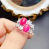 Anillo Popular de Ópalo Rosa Natural al por Mayor de Fábrica Plata S925 Incrustado Piedra Principal 6*8 Joyería de Lujo Venta Directa de Fábrica