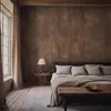 Papel Pintado con Textura de Pintura Artística, Papel Pintado para Habitación de Homestay Retro Americano Desgastado, Revestimiento de Pared Marrón Manchado Óxido, Estilo Industrial