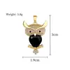 Cobre Oro RealNegro Melocotón Búho de la Sabiduría Moda Transfronteriza DIY Joyería Cobre Circonita Microincrustada Celebridad de Internet Accesorio Versátil