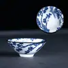 Xícara de chá de porcelana azul e branca, copo cônico, conjunto de chá kung fu de cerâmica Dehua, xícara de chá pequena doméstica vintage, xícara do mestre