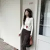 Toma Real # Camiseta Básica para Mujer, Nuevo Top Chic Chic de Alta Gama 2025, Mangas Largas Grises Ajustadas