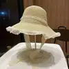 Nuevo Sombrero de Paja Tejida Colorido Estilo Dopamina Hyuna 2025 para Mujer con Cuentas de Madera de Colores Sombrero de Sol Que Hace que el Rostro Parezca Más Pequeño para la Playa