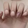 Explotaciones transfronterizas armadura corta cuadrada 24 uñas postizas brillo degradado uñas postizas falsas extraíbles al por mayor