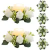 6 Nuevos Productos Transfronterizos: Corona de Portavelas de Flores de Rosa Artificial, Decoración de Primavera, Arreglo de Mesa de Boda, Portavelas Artificial