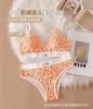 Ropa interior sexy con estampado de leopardo francés traje de ropa interior para mujer Copa Triángulo sujetador sexy espalda bonita push up envuelto en el pecho tirante fino mujer