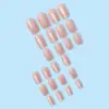 Uñas de Manicura de Longitud Media con Cabeza Plana de Comercio Exterior, Parches de Uñas Postizas con Rayas Blancas y Brillo, Uñas Portátiles Más Vendidas Transfronterizas