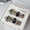Pegatinas para Uñas Hechas a Mano en Negro y Dorado, Estilo Dulce y Genial de 'Hot Girl', Pegatinas de Uñas Artísticas Listas para Usar