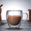 Taza de Café de Vidrio de Borosilicato Alto de Doble Capa Engrosada con Asa Taza de Leche Aislada Taza de Té de Flores de Gran Capacidad Vaso de Agua