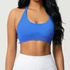 Sujetador deportivo cruzado sin costuras para mujer, que alisa la espalda, de corte ajustado, alta elasticidad, ajustado, con cuello halter, adecuado para correr, fitness y yoga