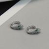 Moda Fría Retro Fresco Ojos Verdes Hebilla de Oreja de Serpiente Sentido del Diseño Pequeño Mini s925 Plata de Ley Circonita Pendientes de Serpiente