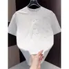 Nueva Camiseta de Manga Corta con Estampado de Corazón Tridimensional Tendencia para Hombre Verano Versátil Casual de Media Manga