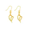 Nuevos Pendientes de Gancho con Flor Hueca Estilo Lujo Ligero, Pendientes Redondos de Bambú Estilo Étnico Retro, Joyería de Oro de Arena Vietnamita de Moda