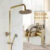 Conjunto de chuveiro de banho quente e frio antigo todo em cobre estilo europeu, elevatório e giratório, cobre puro retrô escovado