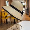 Sombrero de paja de ala grande con protector solar para mujer, sombrero de playa de viaje de verano, sombrero de copa plegable con cola de caballo y protector solar, sombrero para el sol