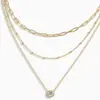Colar Transfronteiriço Europeu e Americano Novo Produto Cruzado Multicamadas Cobre Feminino Luxo Leve Elegante Pingente Redondo Gargantilha Joia