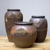 Cerámica de Jingdezhen Gres Arreglo de Flores Secas Maceta de Barro Viejo Retro Maceta Florero Florero de Pie Grande Adornos Decoración para Sala de Estar