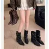 Botines de Moda Botas Versátiles Otoño Invierno Punta Fina Nuevo Diseño 2026 Elegantes Apilados Cómodos Estilo Coreano Temperamento Negro