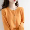 Cárdigan de Punto con Cuello Redondo Suéter Abrigo para Mujer Principios de Primavera Principios de Otoño Invierno Estilo Nuevo Manga Larga Holgado Estilo Coreano Lana Ropa Corta