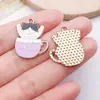 Venta Caliente Transfronteriza Aleación con Goteo de Aceite Taza de Café Gato Taza de Té con Leche Pendientes Colgantes Pulsera Accesorios de Joyería DIY Colgante