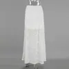 Falda de encaje blanco sexy europea y americana con perspectiva hueca, primavera y verano 2025, nueva falda de línea A de jacquard de cintura alta con borde cruzado